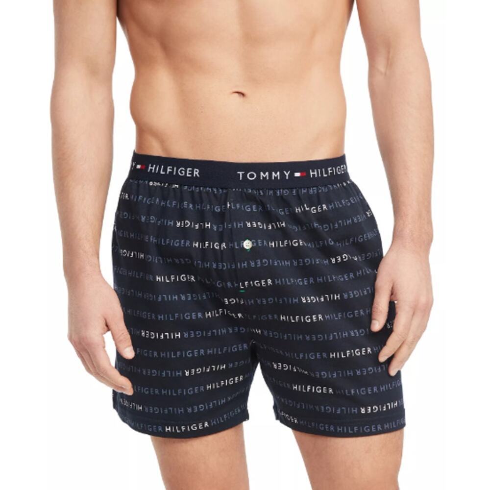 Tommy Hilfiger Men's Lead Jersey-Knit Logo-Print Cotton Boxers Underwear Size M